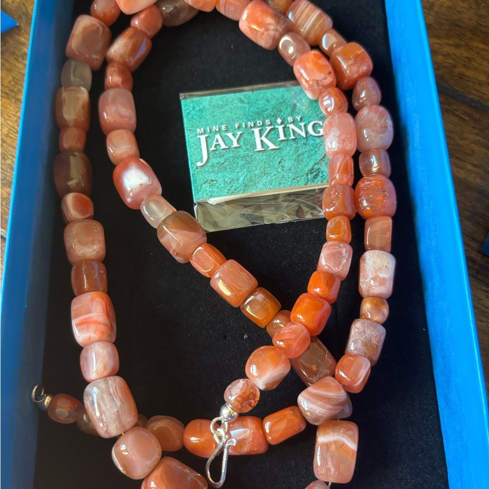 Jay King Mine Finds DTR Carnelian Banded Agate Nugget Necklace 36”
